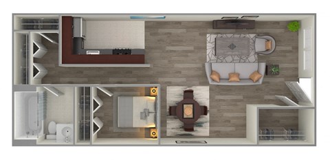 Floor plan for studio, 1 bath, 695 sqft